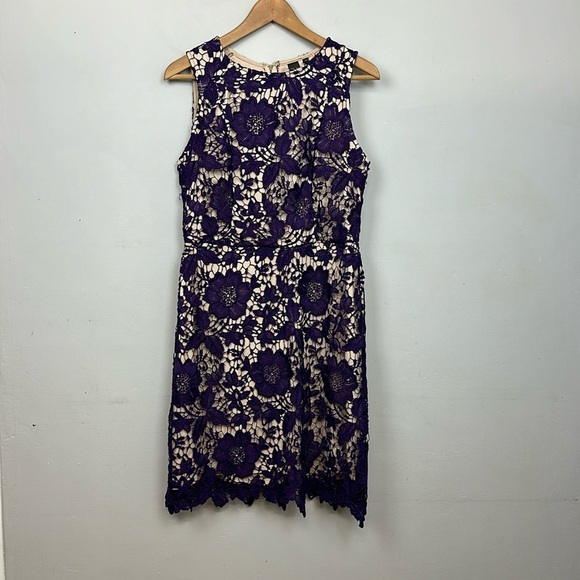 Label by Five Twelve Purple Lace Detail Sleeveless Mini Dress Size 10 - Picture 2 of 9
